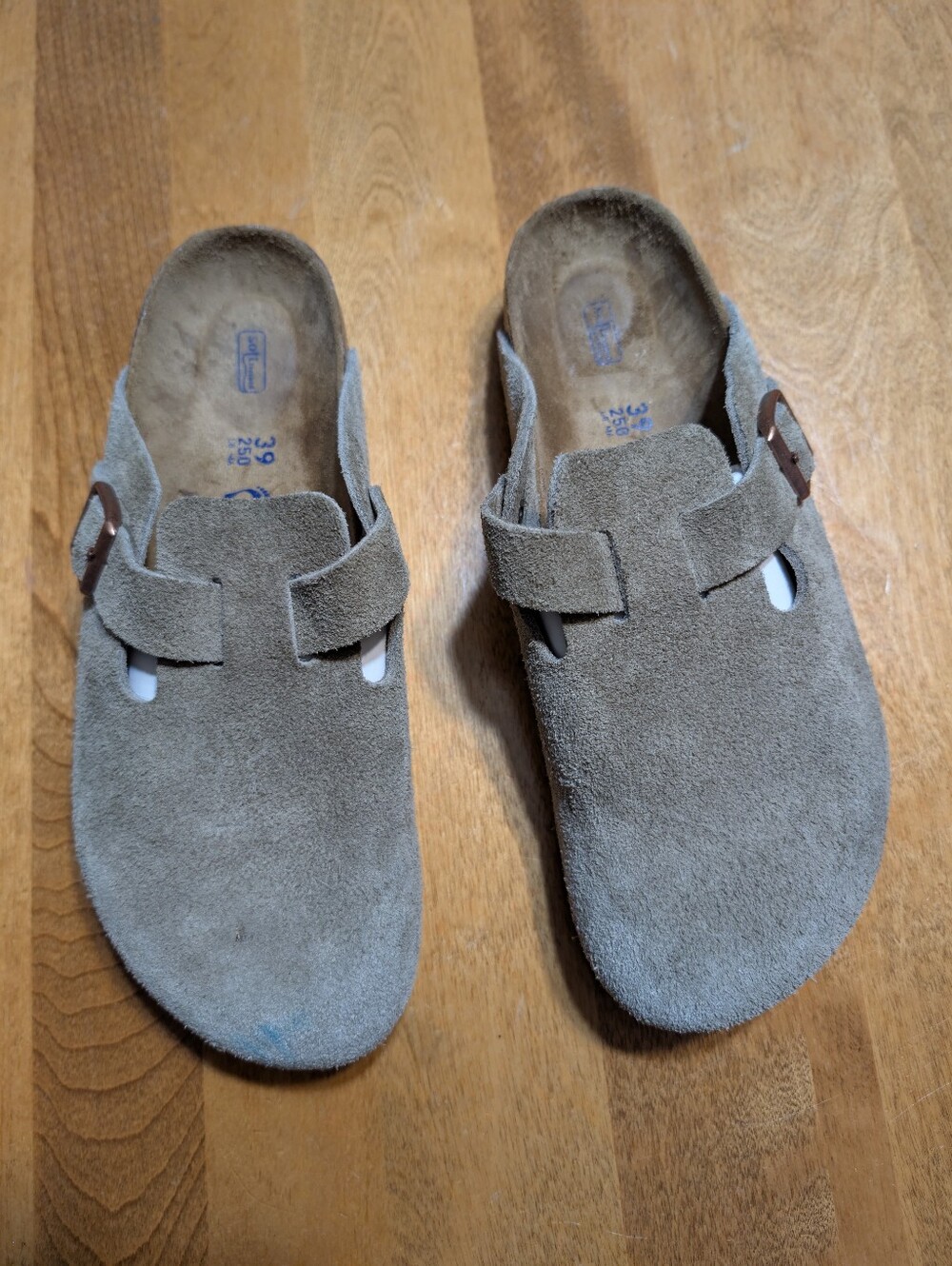 Birkenstock Boston Suede Clogs, Soft Footbed, Regular Fit (Taupe) Eur39,US:8-8.5